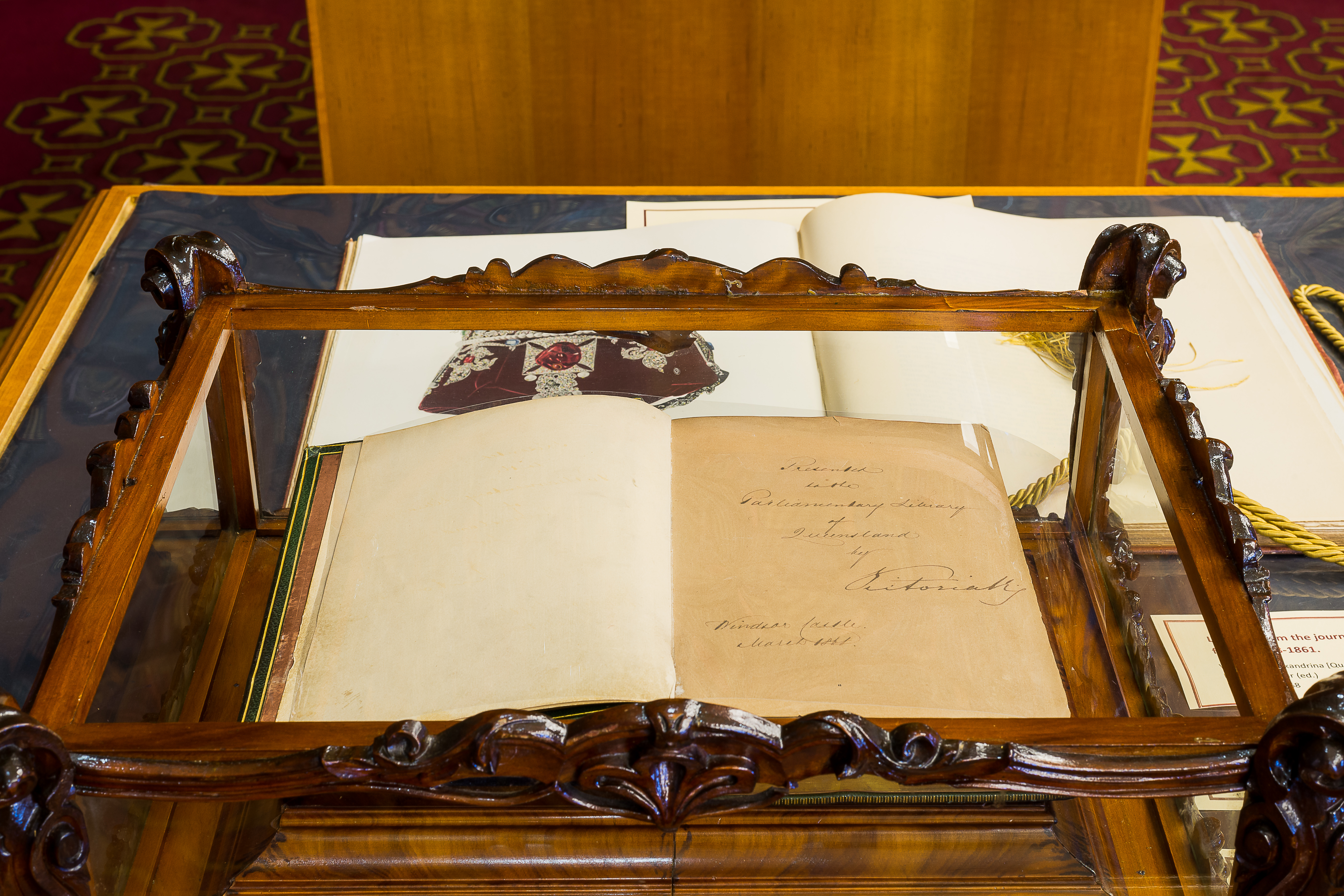 Close up of book in O'Donovan Library